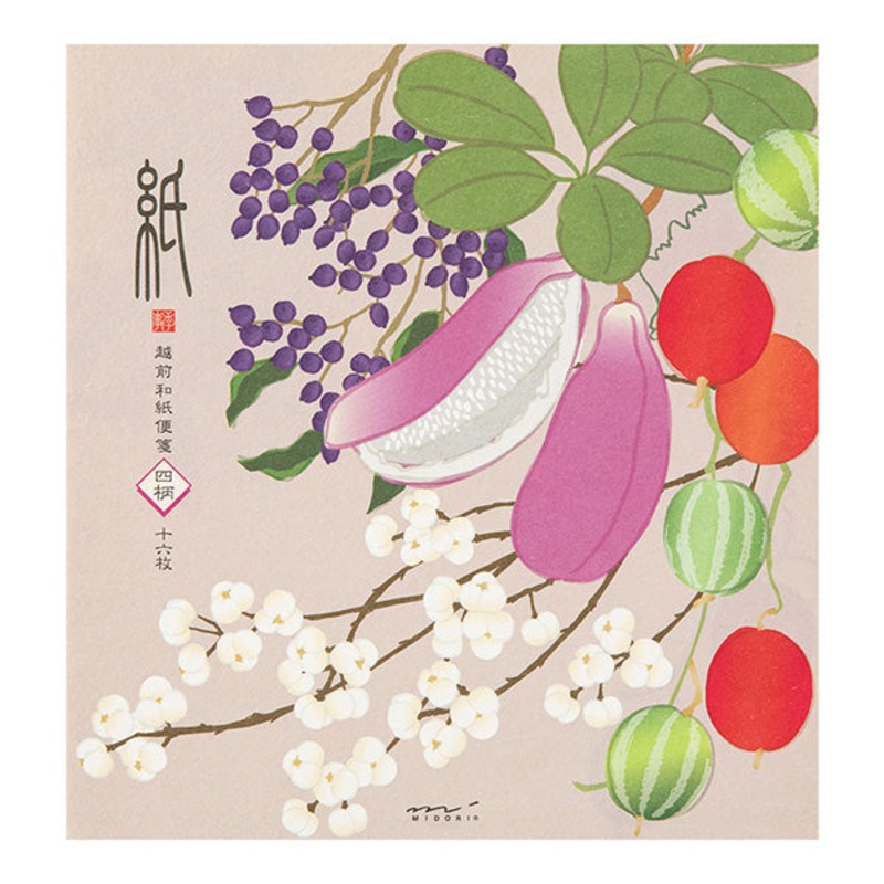 Midori Letter Pad 109 Four Designs Autumn Berries S2
