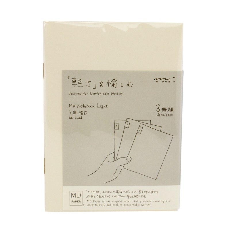 Midori MD A6 Notebook Light- Lines - 3 pack