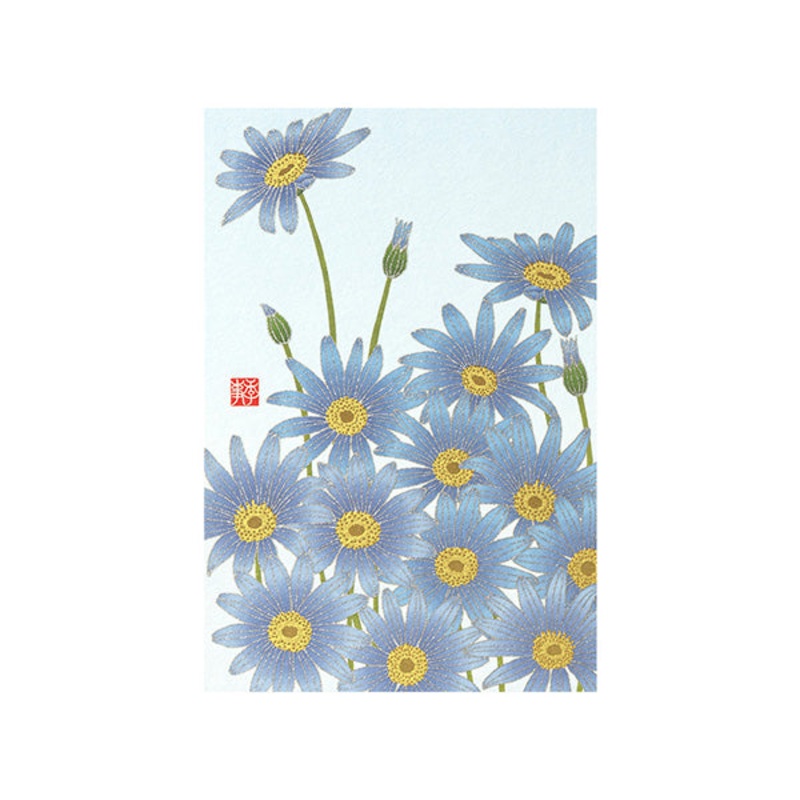 Midori - Postcard Blue Daisy Pattern