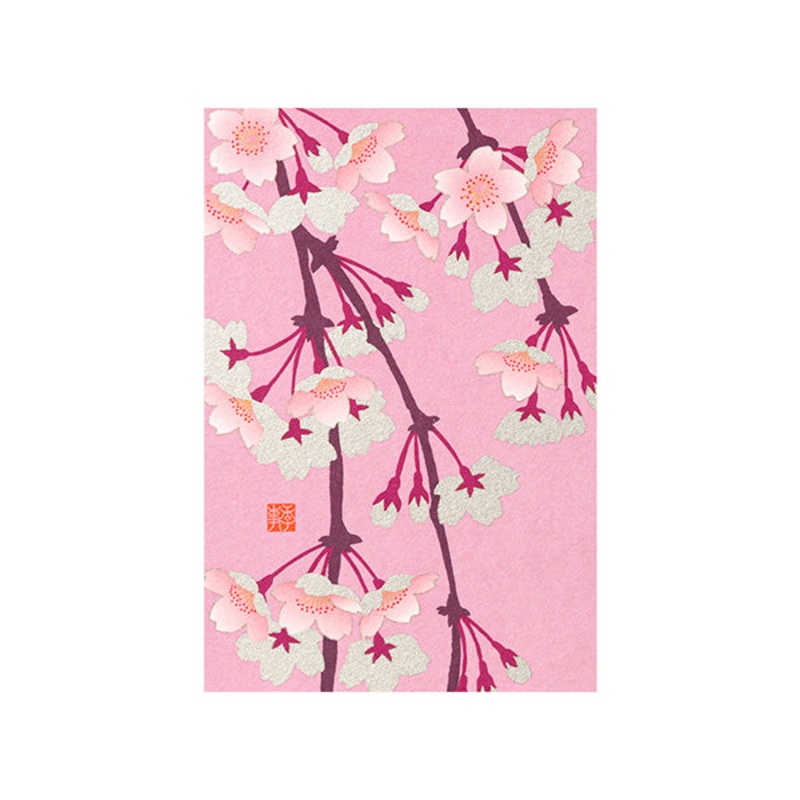 Midori - Postcard Weeping Cherry Blossom Pattern