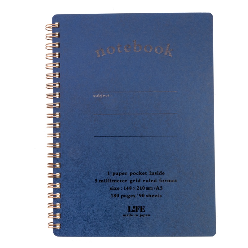 Life Stationery A5 Spiral Notebook Navy