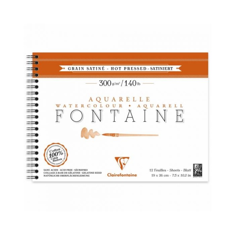 Clairefontaine Fontaine 300gsm Hot Pressed Watercolor Notebook