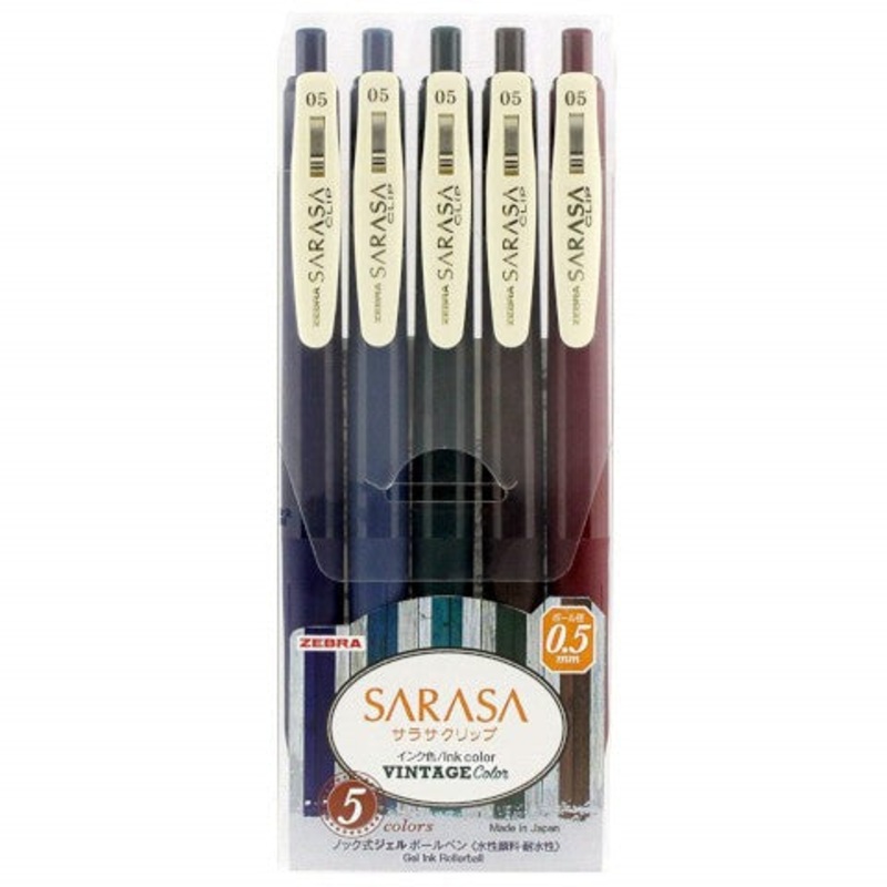 Zebra Sarasa Clip 0.5mm Vintage 5 Color Set