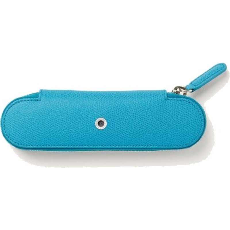 Graf von Faber-Castell Leather Standard case for 2 pens with zipper Epsom, Gulf Blue