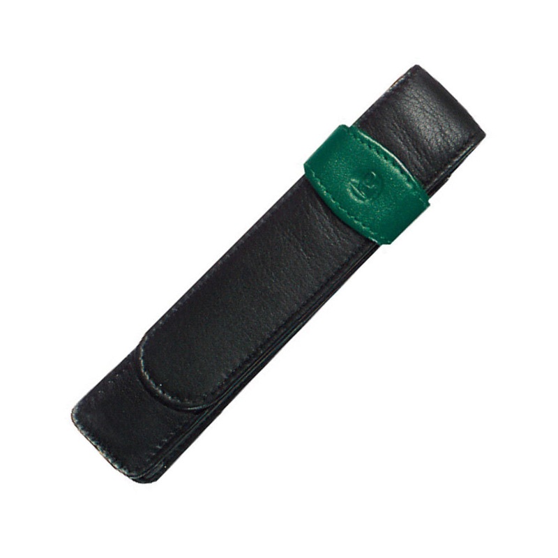 Pelikan Pen Case - Black & Green Leather for 1 Pen