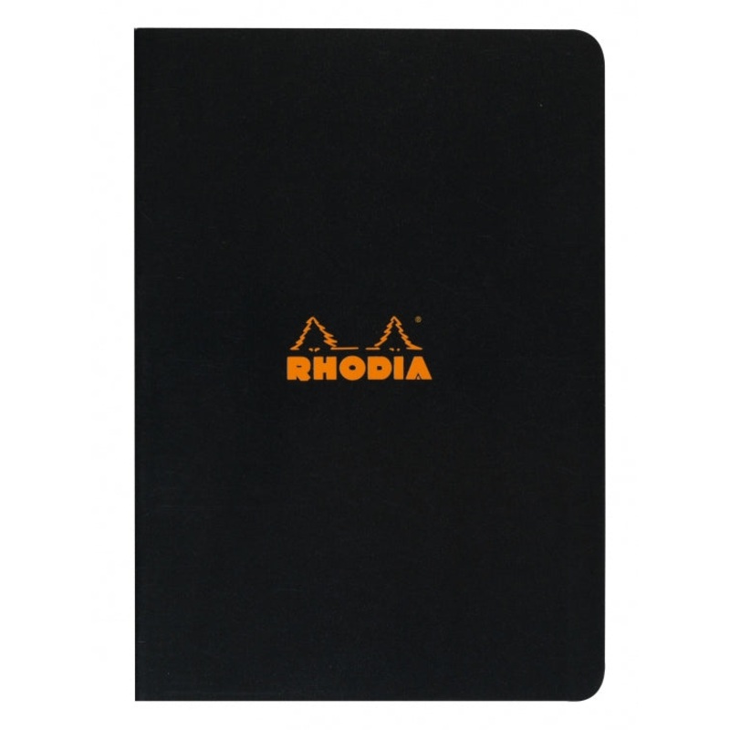 Rhodia A4 Side Staple Notebook - Black, Lined