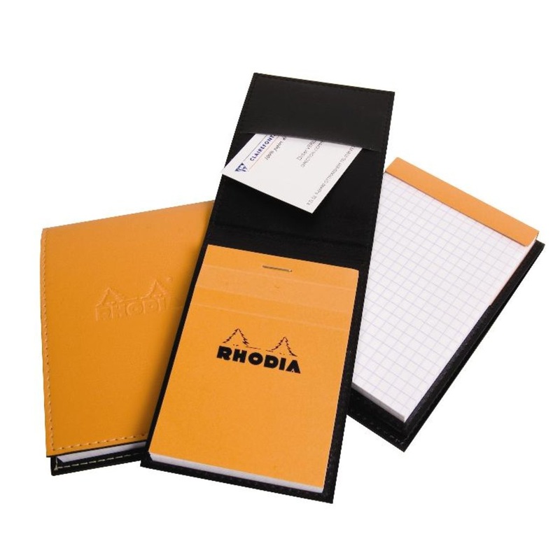 Rhodia No. 16 A5 Leather Pad Holder - Orange, Graph