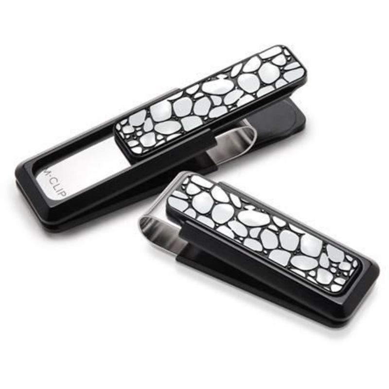 M-Clip Black Aluminum w/Black Enamel River Rock Money Clip