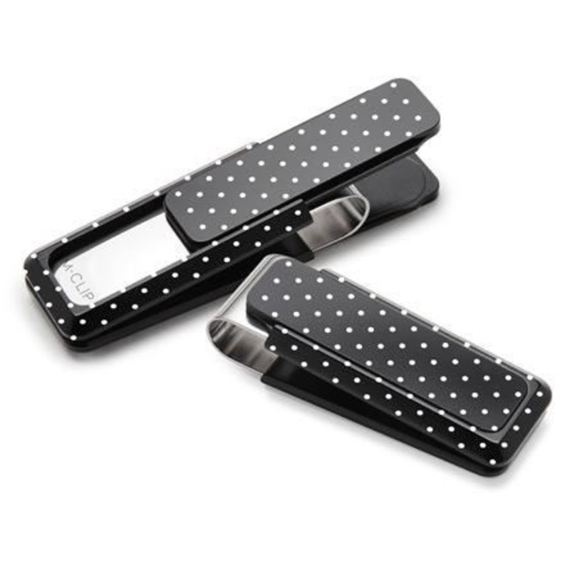 M-Clip Black Solid Slide w/Etched Polka Dots Money Clip