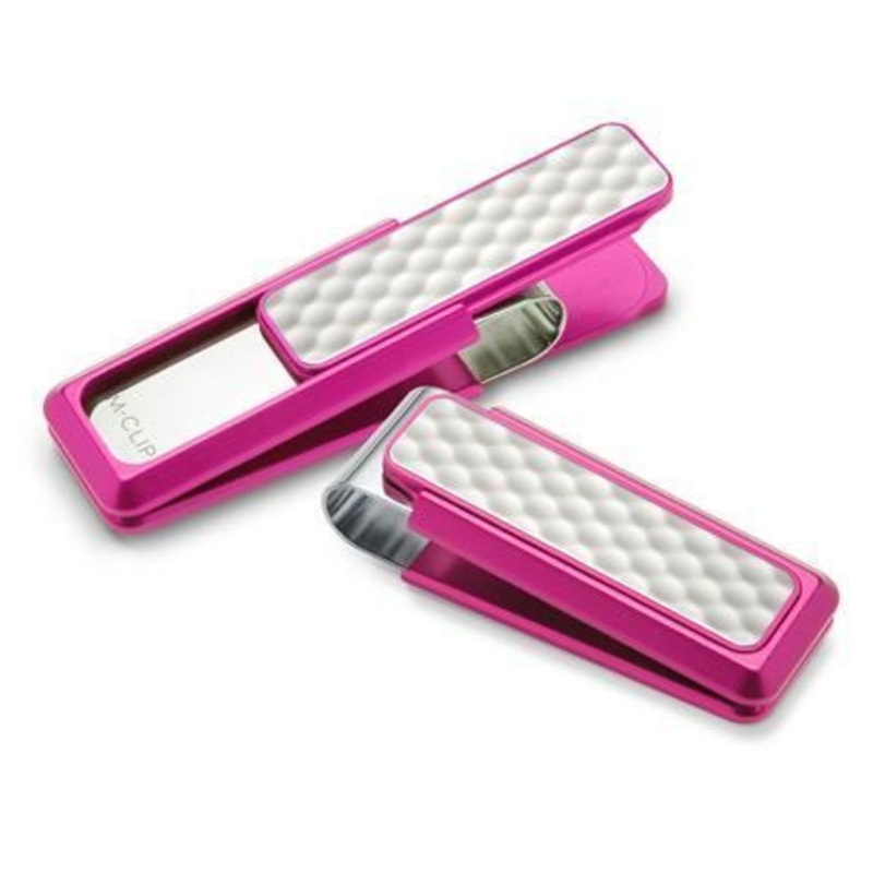 M-Clip Pink Anodized White Golfball Money Clip