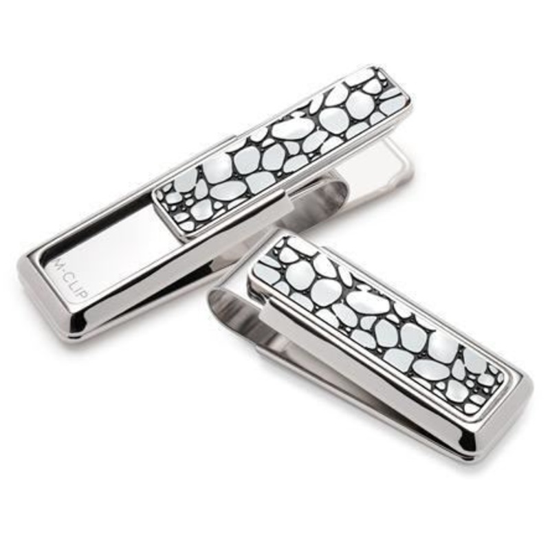 M-Clip Rhodium w/Black Enamel River Rock Money Clip