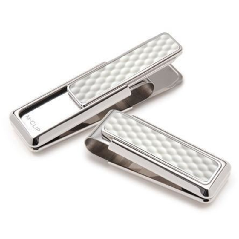 M-Clip Rhodium White White Golfball Money Clip