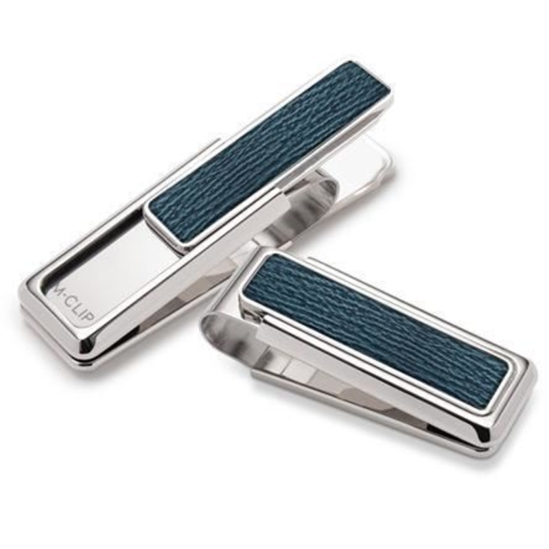 M-Clip Rhodium With Dark Blue Shark Money Clip