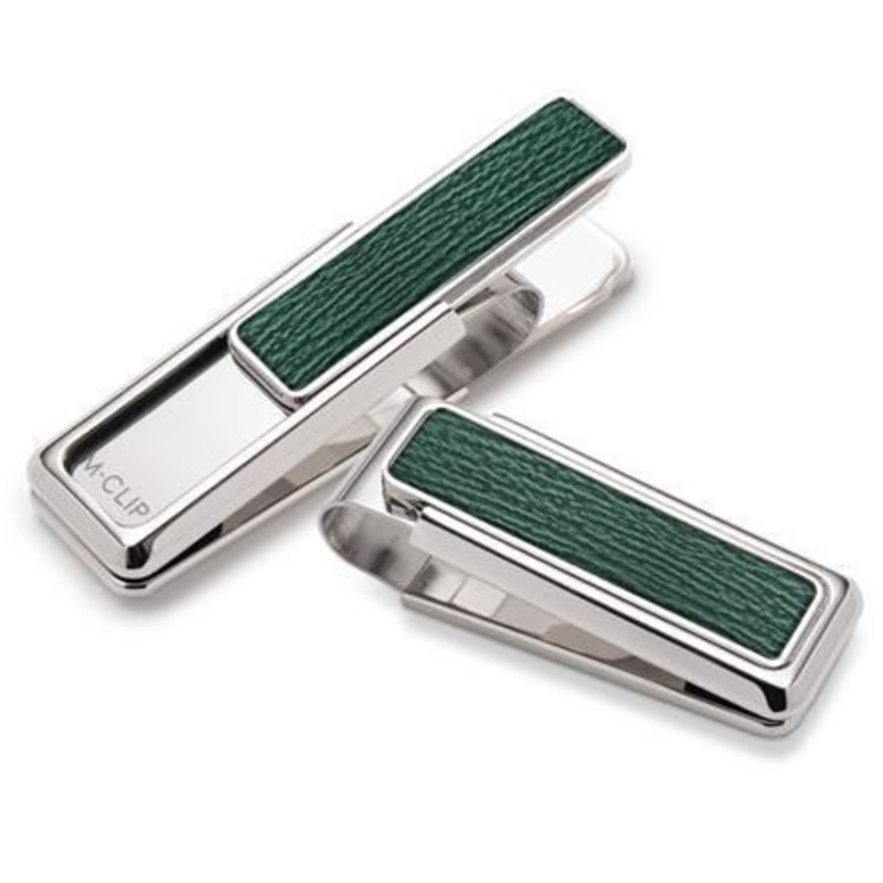 M-Clip Rhodium With Dark Green Shark Money Clip