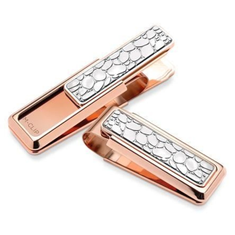 M-Clip Rose Gold w/Polished River Rock Money Clip