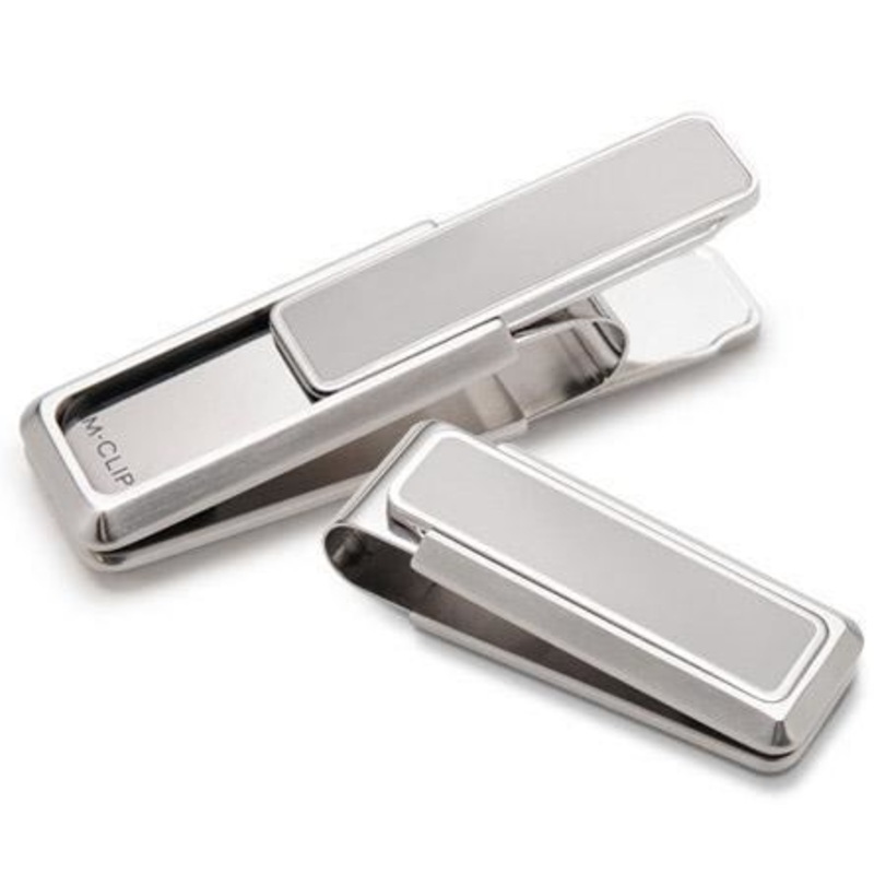 M-Clip Stainless Brushed Polish Border Money Clip