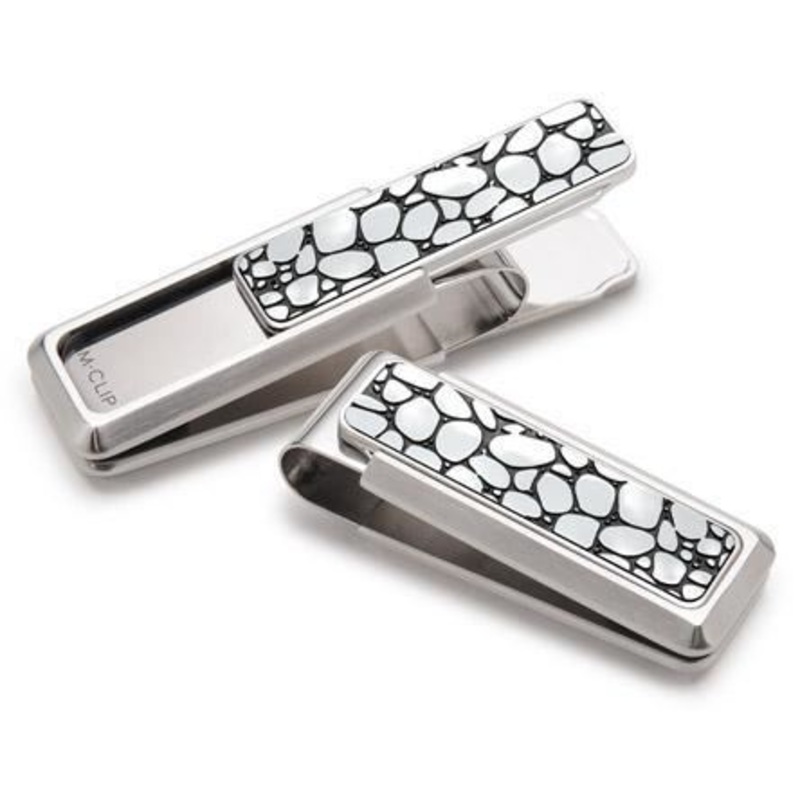 M-Clip Stainless Steel w/Black Enamel River Rock Money Clip
