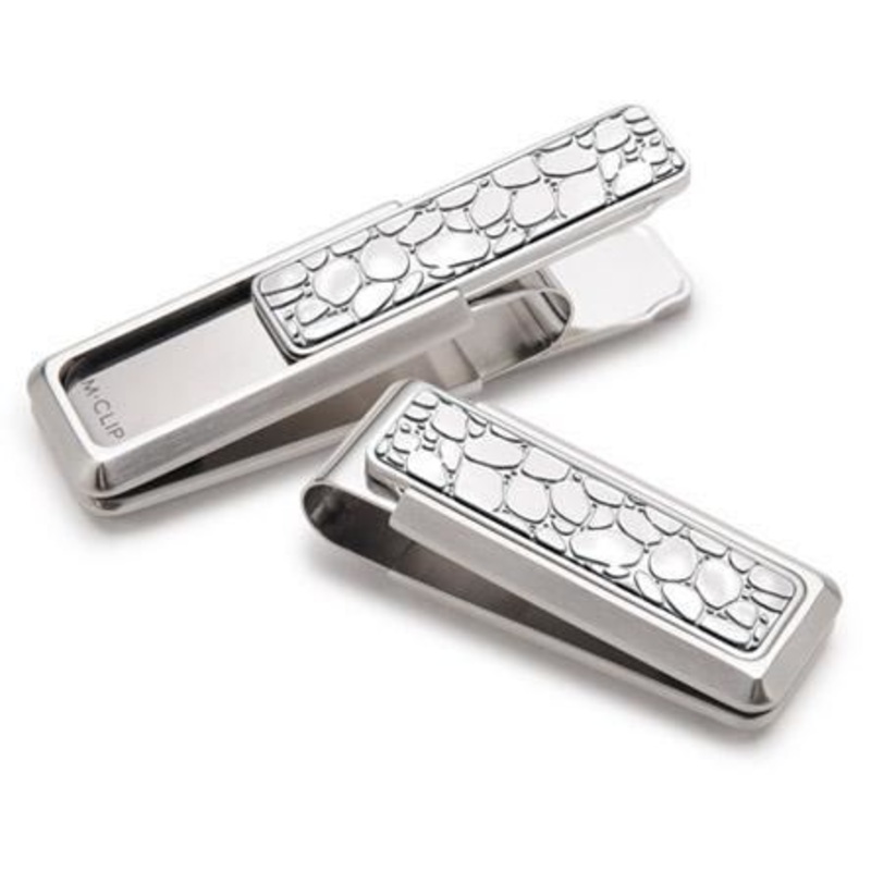 M-Clip Stainless Steel w/Polished River Rock Money Clip