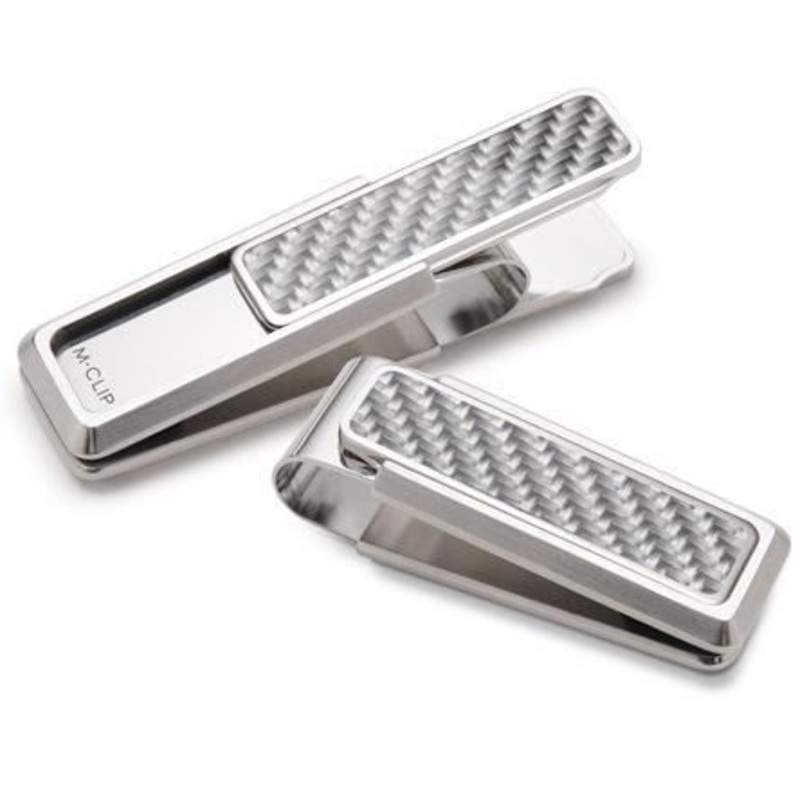 M-Clip Stainless With White Carbon Fiber Money Clip