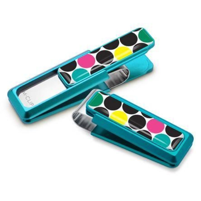 M-Clip Teal w/Polka Dot Inlay Money Clip