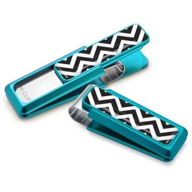 M-Clip Teal w/Zigzag Inlay Money Clip