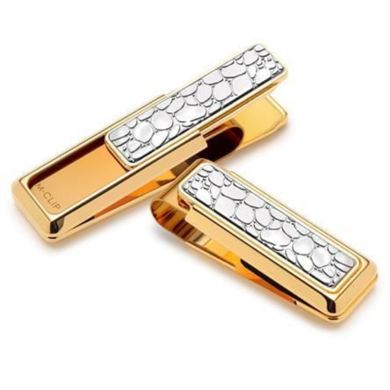 M-Clip Yellow Gold with Polished River Rock Money Clip