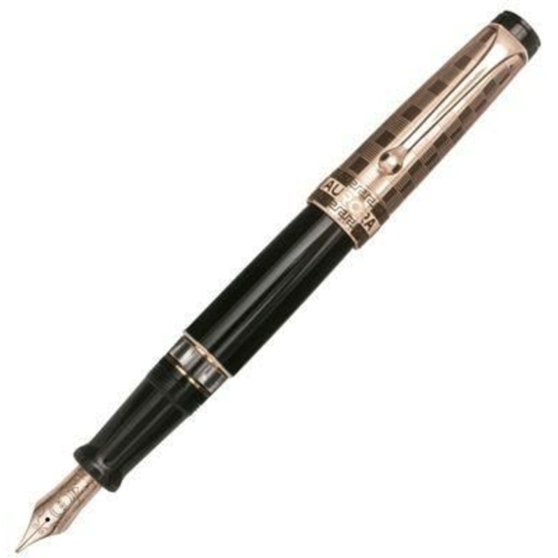 Aurora Optima Deco Rose Gold Vermeil Guilloche Fountain Pen