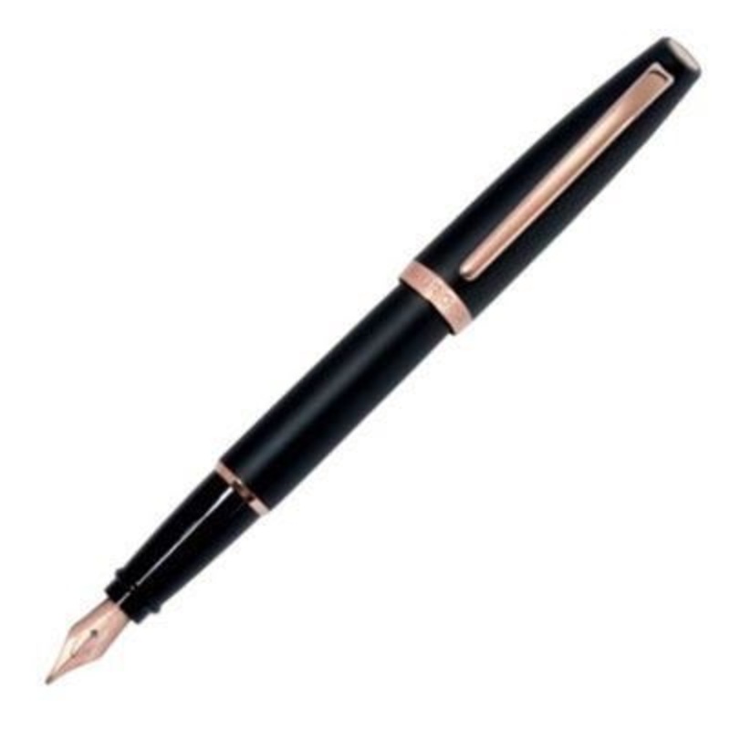 Aurora Style Rose Gold Black Matte Fountain Pen