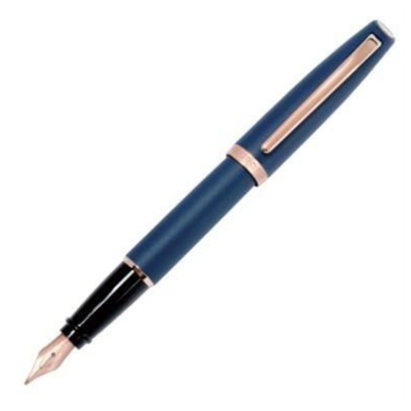 Aurora Style Rose Gold Blue Matte Fountain Pen