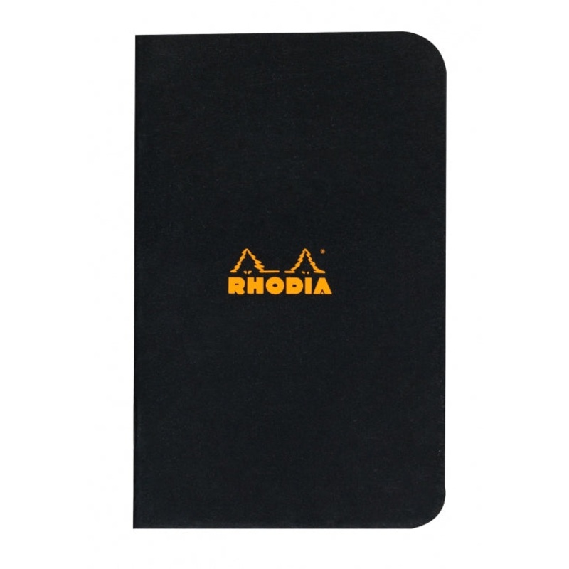 Rhodia Side Staple Pocket Notebook - Black, Graph