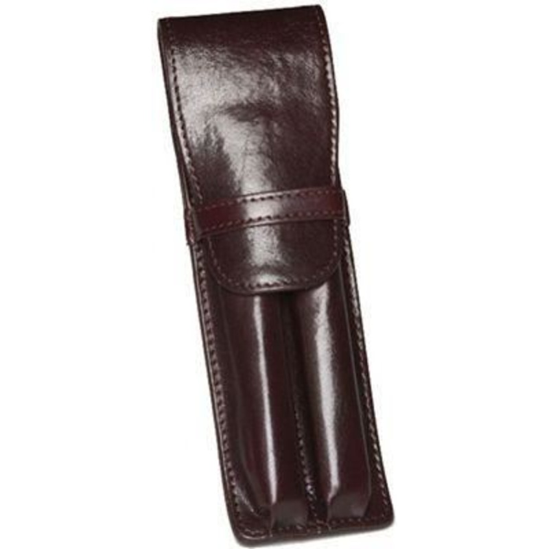 Aston Leather 2 Pen Holder Brown