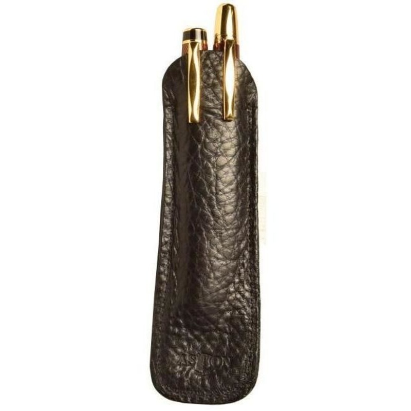 Aston Leather 2 Pen Slip Black