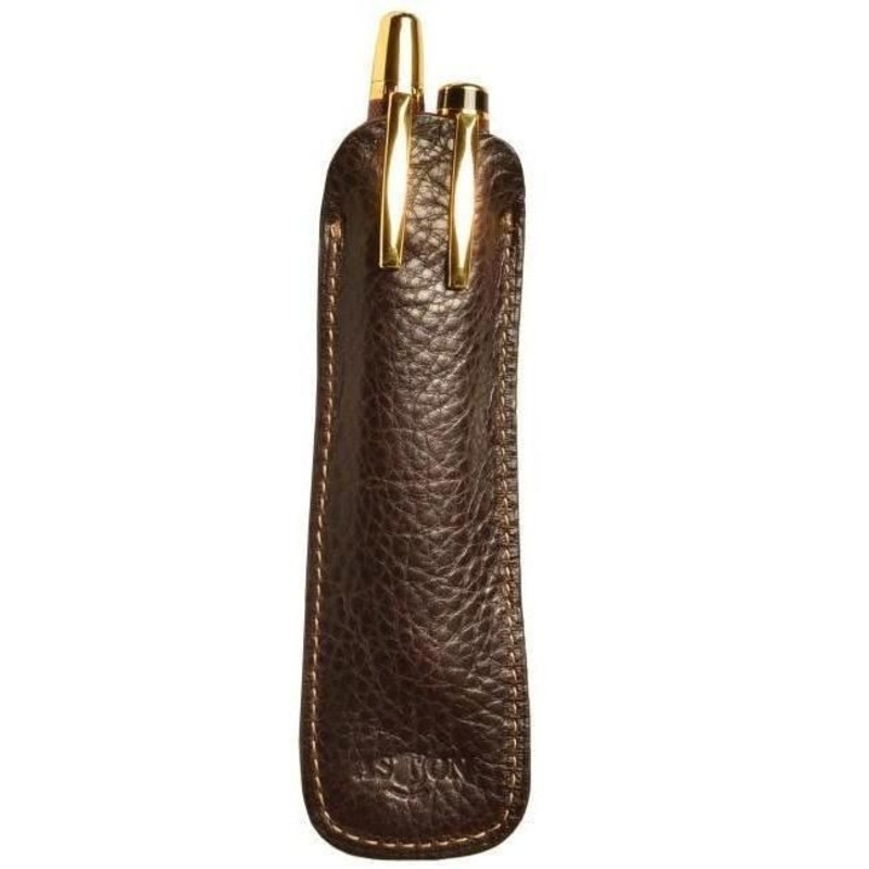 Aston Leather 2 Pen Slip Brown