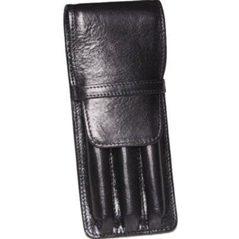 Aston Leather 3 Pen Holder Black