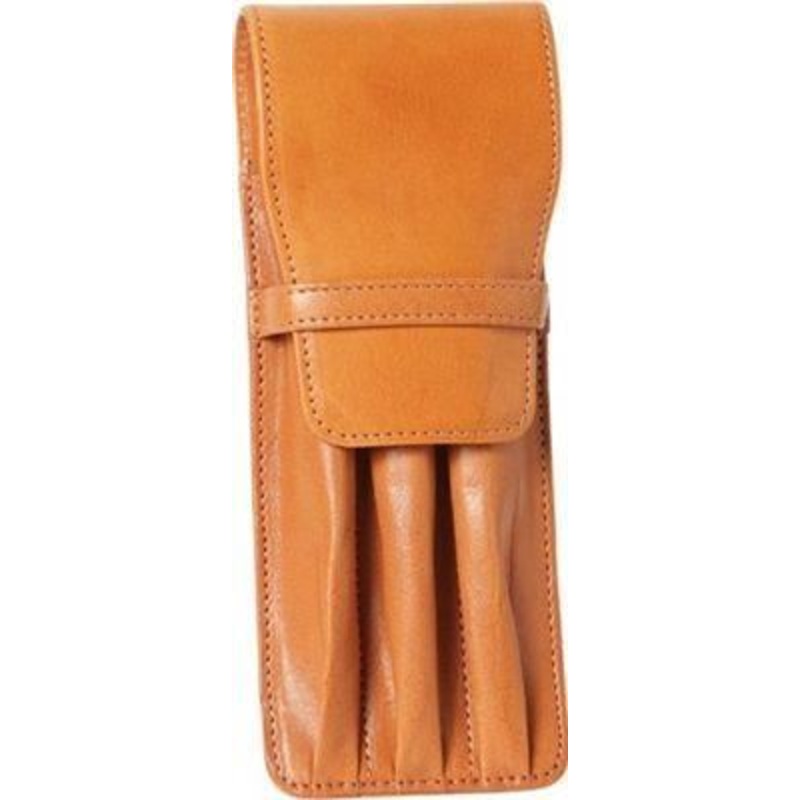 Aston Leather 3 Pen Holder Tan