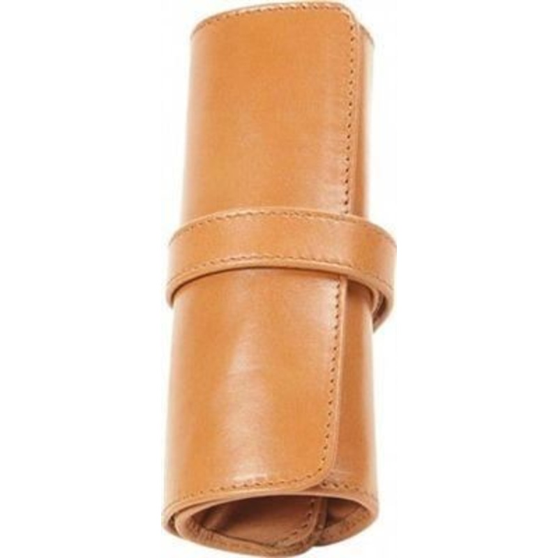 Aston Leather 5 Pen Rollup Tan