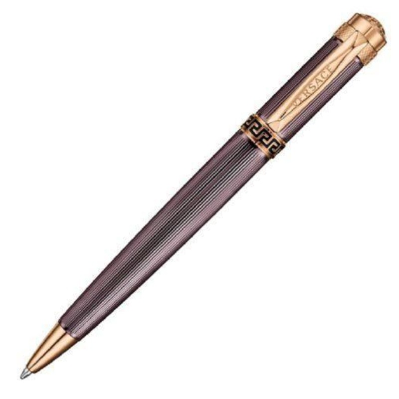 Versace Astrea Gold/Brown Guilloche Ballpoint Pen