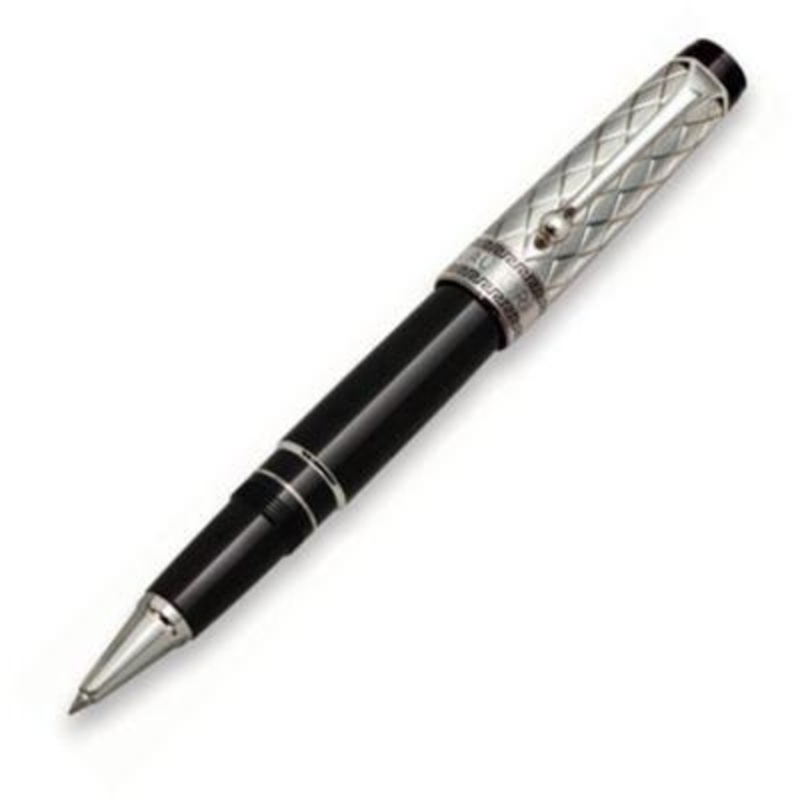 Aurora Optima Riflessi Sterling Cap/Black Rollerball Pen