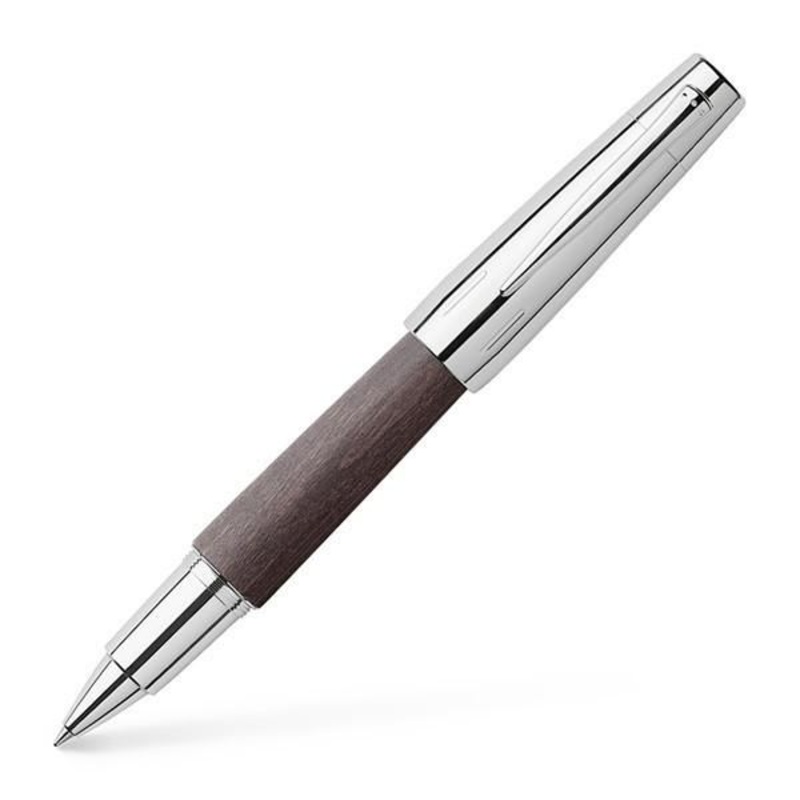 Faber-Castell Emotion Wood and Polished Chrome Black Rollerball Pen