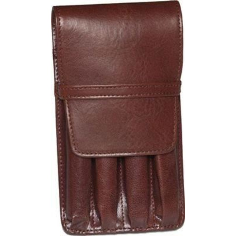 Aston Leather 4 Pen Holder Brown