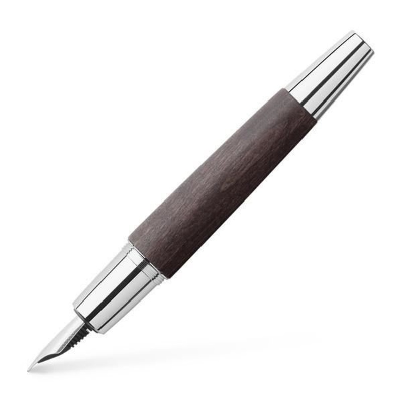 Faber-Castell Emotion Wood and Polished Chrome Black Fountain Pen