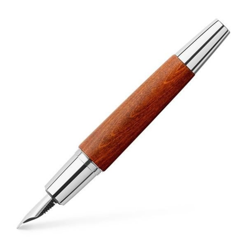 Faber-Castell Emotion Wood and Polished Chrome Brown Fountain Pen