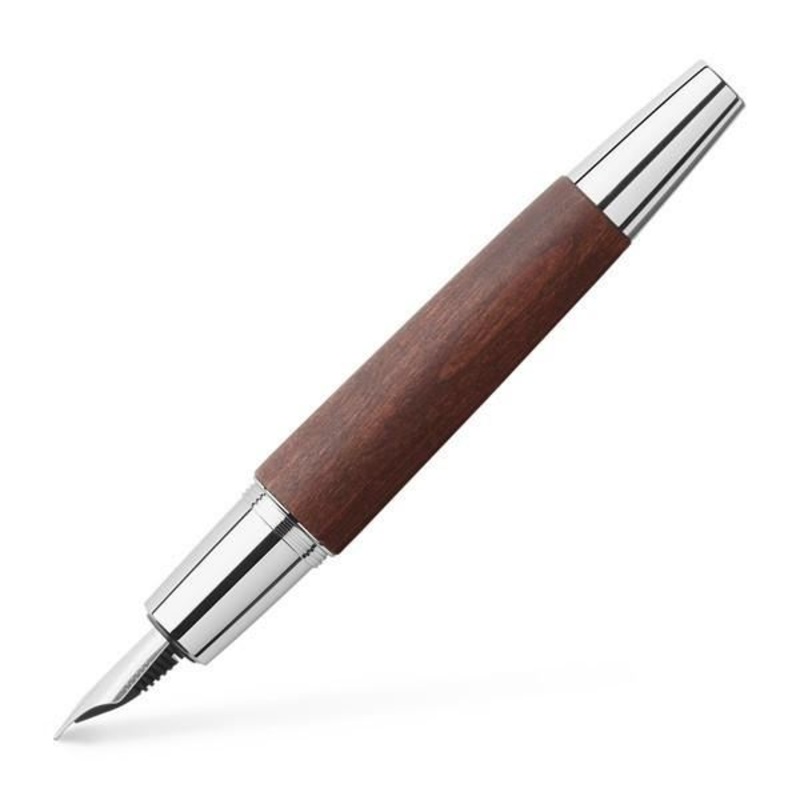 Faber-Castell Emotion Wood and Polished Chrome Dark Brown Fountain Pen