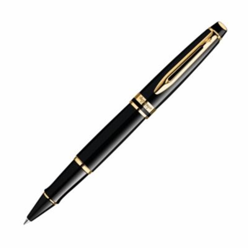 Waterman Expert Black Lacquer & Gold Rollerball Pen