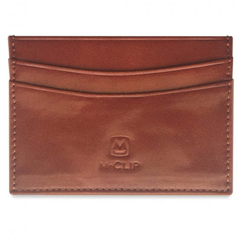 M-Clip Brown Horizontal Leather RFID Case