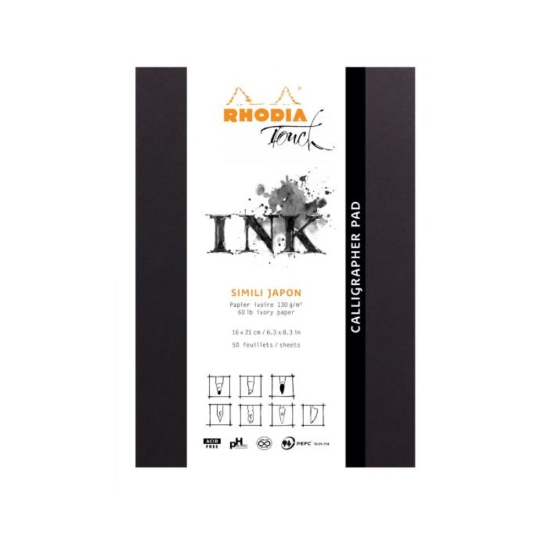 Rhodia Touch A4 Calligraphy Pad - Black, Blank