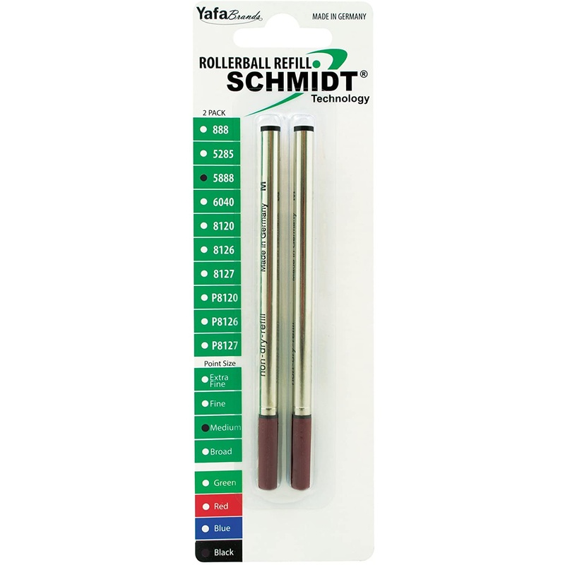 Schmidt 5888 Safety Ceramic Rollerball Pen Refill - Metal Tube - 2 Pack