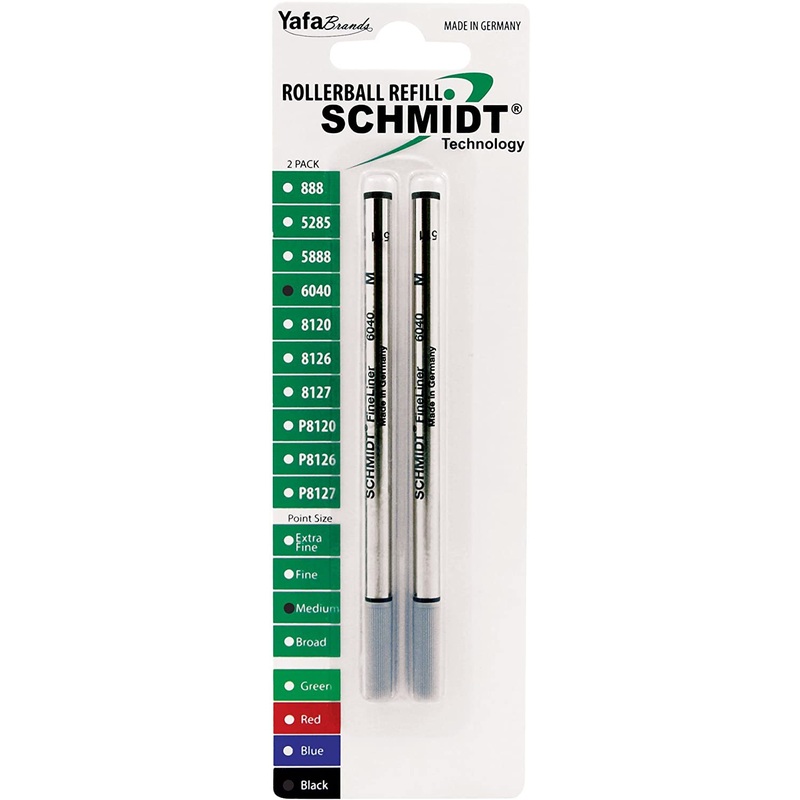 Schmidt 6040 Fineliner Rollerball Pen Refill - Metal Tube - 2 Pack