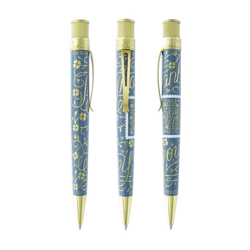 Retro 1951 Tornado U.S. Postal Service Thank You Blue Gray Rollerball Pen