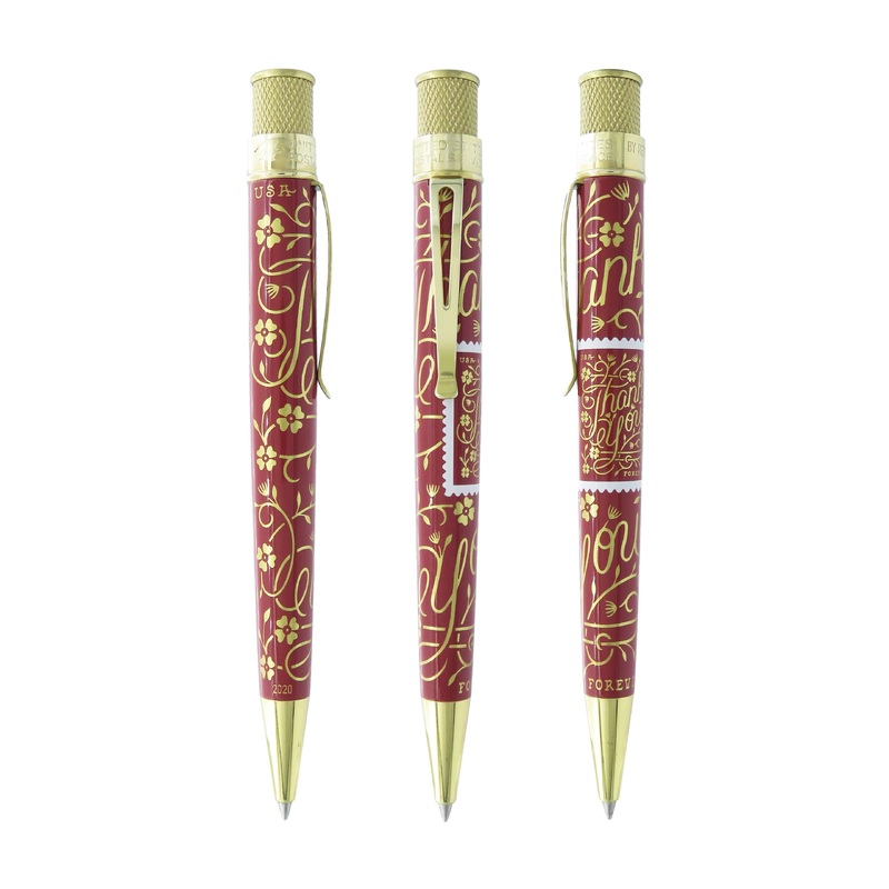 Retro 1951 Tornado U.S. Postal Service Thank You Soft Maroon Rollerball Pen